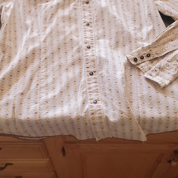 Rare Vintage Unisex Western Raw Edge Snap Down & Sleeve Sz. L Shirt - Picture 10 of 16